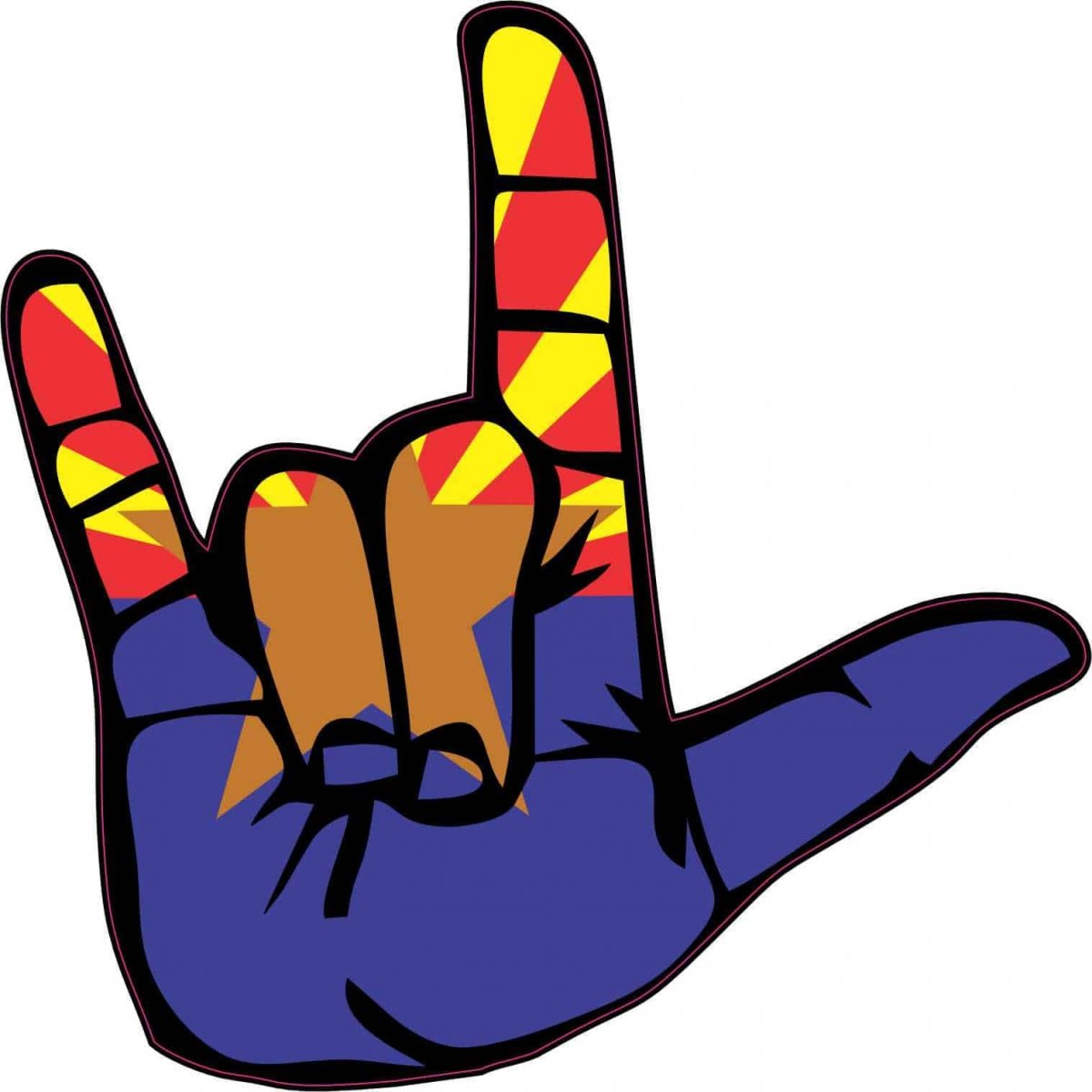 Stickertalk Arizona I Love You Hand Sticker 5 Inches By
