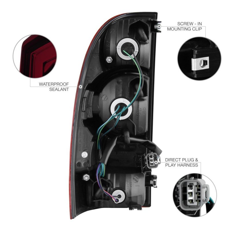 Smoke Red Lens Oe-style Tail Light Lamp Assembly For 2005-2015 Toyota Tacoma Pickup Truck Driver Passenger Side