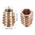 Uxcell Furniture Threaded Insert Nuts Zinc Alloy Hex-flush M8 Internal Threads 18mm Length 20pcs