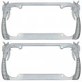 Bdk Heavy Duty Rust-proof Stainless Steel Metal Chrome Tropical Palm Tree License Plate Frame Universal Fit For Car Truck Suv 