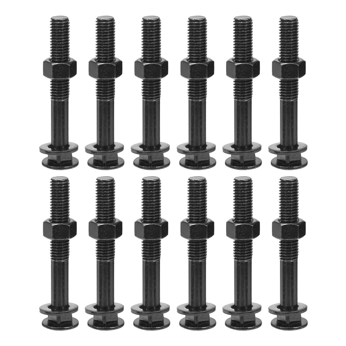 M12x90mm Square Neck Carriage Bolts With Nuts Washers 12set 304 Stainless Steel Round Head Coach Bolt Screws Black