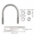 Uxcell Round U-bolt 2 44 62mm Inner Width 94mm Length Steel M10 With Nuts Plate Washers