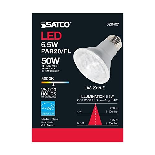 S29407 Led Par20 Light Bulb 6 5w 50w Replacement 3500k Neutral White Silver Reflector E26 Medium Base Dimmable Clear 40 Degrees
