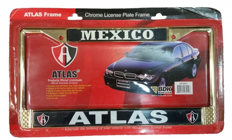 Atlas De Guadalajara Official License Plate Frame Chrome Gold Black