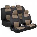 Bdk Polypro Seat Covers Full Set In Beige On Black A Front And Rear Split Bench For Cars Easy To Install Car Accessories Auto 