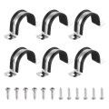 6pcs 38mm 1-1 2 Cable Clamp 304 Stainless Steel Rubber Coated Cushion Insulated Clamps U Holder Pipe Strap With M4x20mm Screws