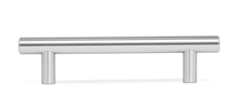 Birdrock Home Simple Modern Rounded T-bar Handle Brushed Nickel 25 Pack 3 75 Inch Kitchen Cupboard Furniture Cabinet Hardware