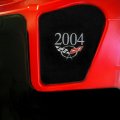 C5 Corvette Silver Cross Flag And 2004 Model Year Embroidered Emblem Under Hood Side Insert