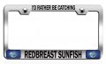 I D Rather Be Catching Redbreast Sunfish Fishing Chrome Metal License Plate Frame Universal Fit For Us And Canada Vehicles 12 5 