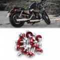 Uxcell 10pcs Red Aluminum Alloy Decorative License Plate Bolt Screw For Car Motorcycle
