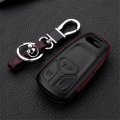 Premium Leather 3 Keys Car Key Fob Case Cover Holder For Audi