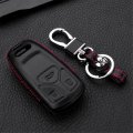 Premium Leather 3 Keys Car Key Fob Case Cover Holder For Audi