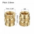 Uxcell Knurled Insert Nut M5 X 8mm L 7mm Od Female Thread Brass Embedding 30 Pcs