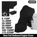 Wflnhb Outboard Motor Cover Black Heavy Duty 600d Oxford Fabric Hood Engine Covers With Windproof Strap Fits Up To 6-225 Hp