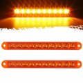 Partsam 2pcs 6-1 2 6 5 Truck Trailer Turn Signal Light Bars Strips Amber Led 10-2835 Smd Lens With Scews 3 Wire Pigtails Flush 