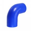 X Autohaux 1 Set 63mm 2 5 Id 90 Degree Elbow Engine Silicone Hose Blue For Car Intercooler Intake Piping With Pcs Clamps