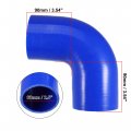 X Autohaux 1 Set 63mm 2 5 Id 90 Degree Elbow Engine Silicone Hose Blue For Car Intercooler Intake Piping With Pcs Clamps