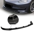 3pcs Matte Black Front Bumper Lip Spoiler Wing Body Kit Compatible With Tesla Model 3 17-20