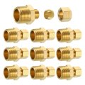 10pcs Brass Pipe Fitting 5 16 Od X 1 2 Npt Male Compression Tube Union Connector Straight Coupling Adapter Fit 