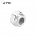Uxcell M2 5 X 0 45mm Nylon Insert Hex Lock Nuts Carbon Steel White Zinc Plated Pack Of 100