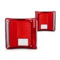 Tail Light Lens Pair For 1973 To 1991 Chevy Pickup Driver And Passenger Side Red Clear Plastic With Chrome Trim Replaces 