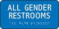 Accuform Signs Pad103bu Plastic Ada Braille Tactile Sign Legend All Gender Restrooms 3 Length X 6 Width 0 125 Thickness White 