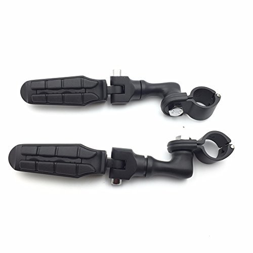 Black Short Angled Adjustable Highway Peg Mounting Kit With Footrest For 1 5 In Engine Guard Frame Tube Goldwing Vtx1300 Shadow
