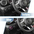 X Autohaux 1 Set Car Center Control Dashboard Knob Decor Air Conditioner Headlight Volume Tune Button Ring Trim Cover For Jeep