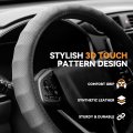 14 1 2 To 15 Inches Microfiber Leather Steering Wheel Cover 3d Textured Car Protector Non-slip Grip Universal Fit Cars Trucks