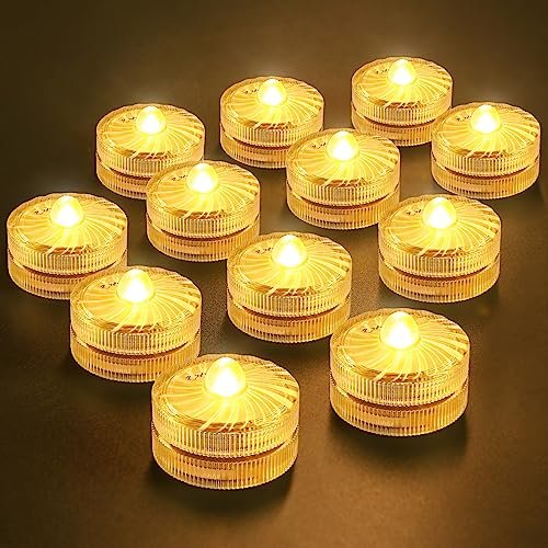 Hl Submersible Led Light Amber Small 100 Hours Waterproof Flameless Lights Battery Powered For Wedding Home Vase Festival Party