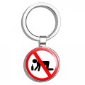 Funny Drunk Sign Round Stainless Steel Metal Keychain Double Sided Resin Top Graphic Key Ring For Backpacks And Purses Silver 