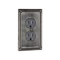 Rok Hardware Wall Plate Receptacle Power Outlet Cover Traditional Brushed Nickel Double 2 Gang 