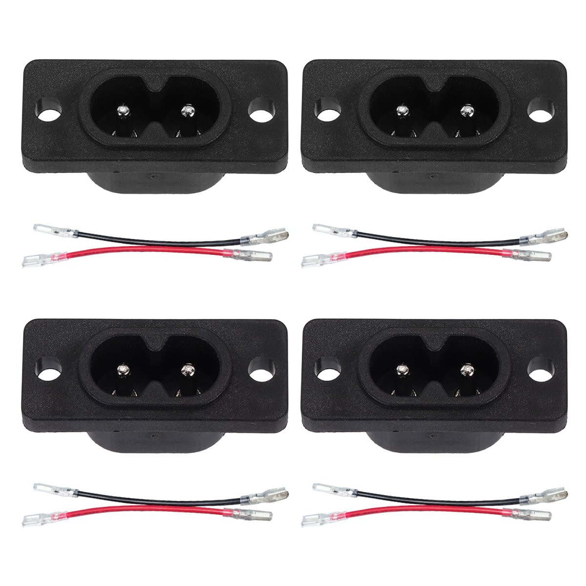 C8 Panel Mount Plug Adapter Ac 250v 5a 2p Iec Power Straight W 2 Wire 4 Pcs
