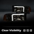 G-plus Headlight Head Lamps Compatible With 1994-2001 Dodge Ram 1500 1994-2002 2500 3500 Clear Lens Chrome Housing Amber