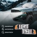G-plus Headlight Head Lamps Compatible With 1994-2001 Dodge Ram 1500 1994-2002 2500 3500 Clear Lens Chrome Housing Amber