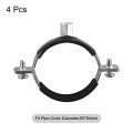 Uxcell 60-64mm Rigid Pipe Strap Clamps Carbon Steel Bracket Tube Clip M8 M10 Nut Size For Water 4 Pcs