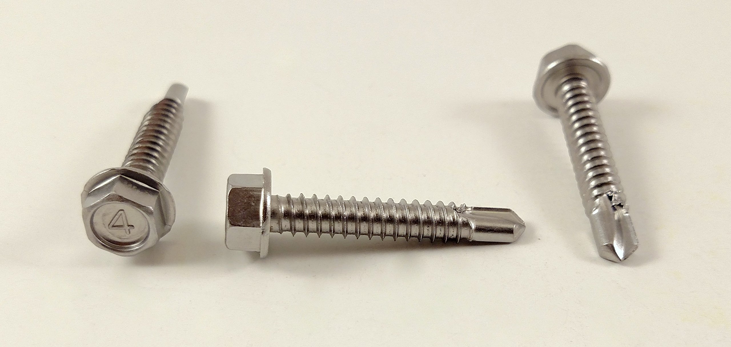 Stainless 14 X 11 2 Hex Washer Head Self Drilling Sheet Metal Tek Screws with Drill Point 3 4