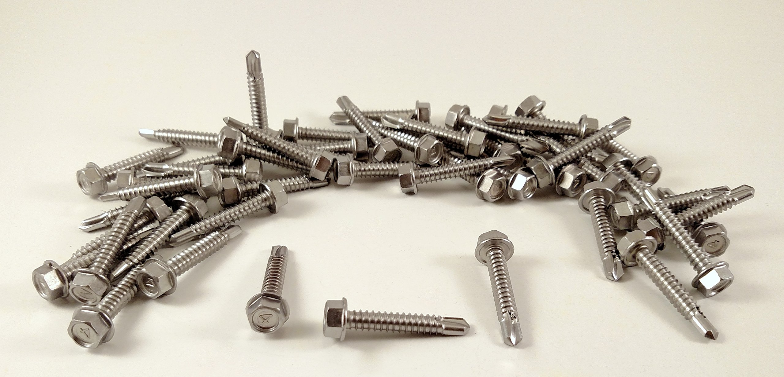 Stainless 14 X 11 2 Hex Washer Head Self Drilling Sheet Metal Tek Screws with Drill Point 3 4