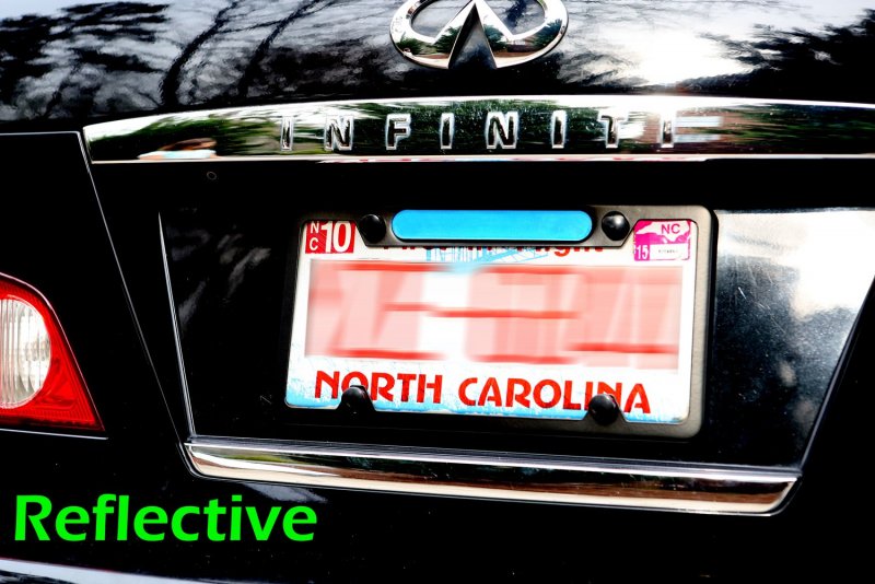 Stainless Steel License Plate Frame Black 4 Holes Blue Line