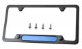 Stainless Steel License Plate Frame Black 4 Holes Blue Line 