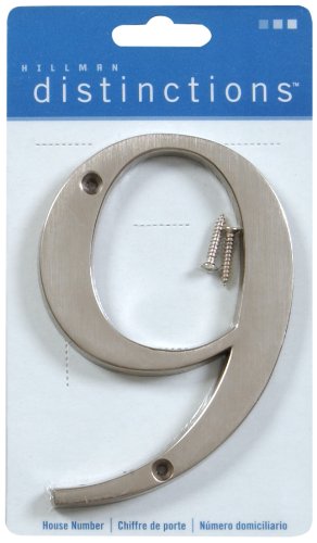 Distinctions By Hillman 843329 4-inch Brushed Nickel Flush-mount House Number 9