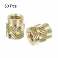 Uxcell Knurled Insert Nuts 50pcs M5 X 9mm L 8mm Od 3d Printing Brass Female Threadeds Heat Set Insert Embedment