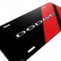 Ipick Image Made For Dodge Carbon Fiber Look Red Stripe Graphic Special Aluminum Metal License Plate