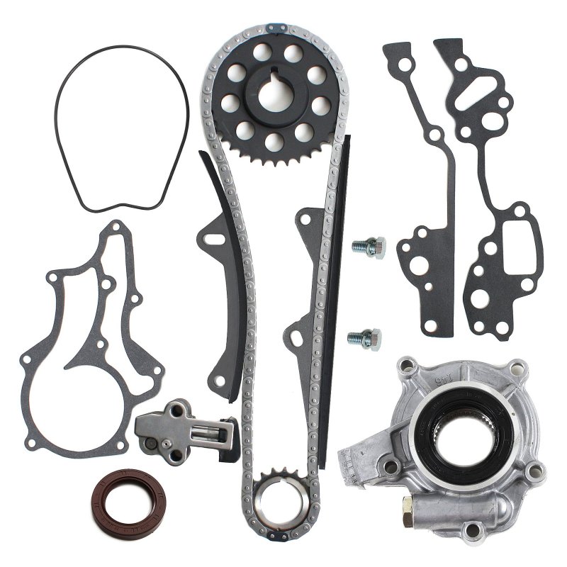 Cns Hd Timing Chain Kit 2 Heavy Duty Metal Guide Rails With Oil Pump Compatible Replacement For 85-95 Toyota 4l 4runner Pickup