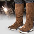 Leather Welding Spats And Shoe Leg Covers Heat Abrasion Resistant Foot Safety Protection Gaiters With Kevlar Threading Velcro 