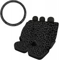 Micandle Black Grey Leopard Print Seat Covers And Steering Wheel Cover For Most Car Decorations 5pcs 