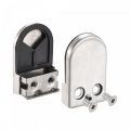 Uxcell Stainless Steel Glass Clamp 2pcs Clip Curved Back Round Bracket For Thickness 10-12mm Balustrade Staircase Handrail
