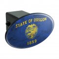Rustic Oregon State Flag Distressed Usa Oval Tow Trailer Hitch Cover Plug Insert