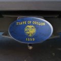 Rustic Oregon State Flag Distressed Usa Oval Tow Trailer Hitch Cover Plug Insert