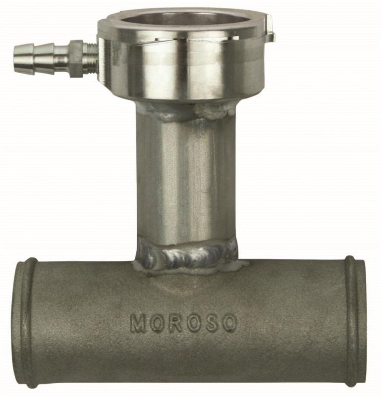 63481 Extended Inline Filler Neck 5 Hose To In Raw Aluminum Radiator With 1 8 Npt Port Silver Finish